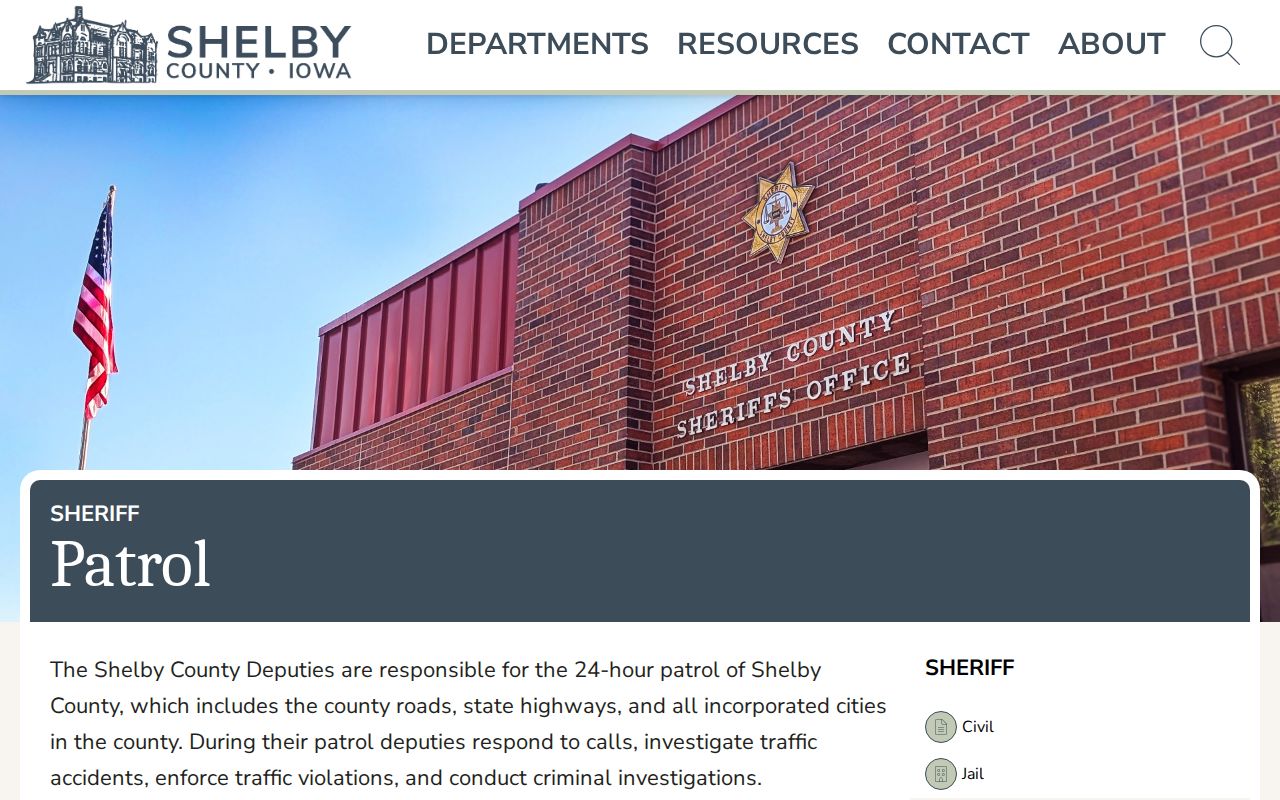 Shelby County Sheriff patrol route for Harlan criminal records