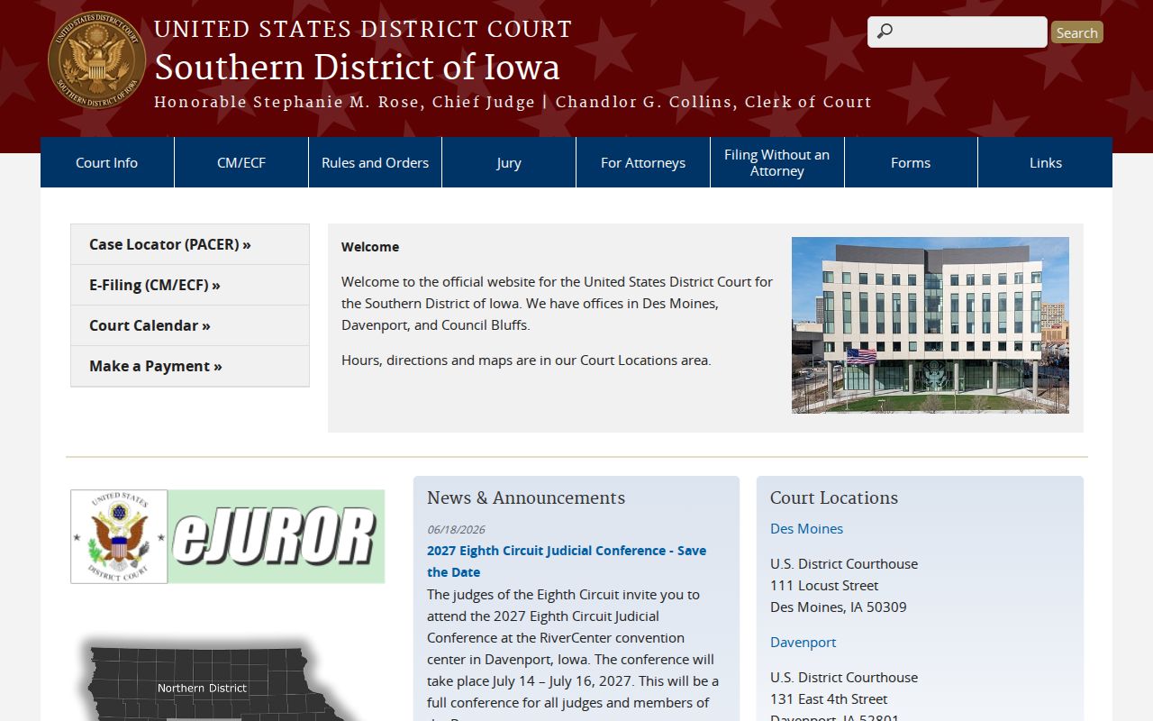 Shelby County federal criminal court cases Southern District of Iowa