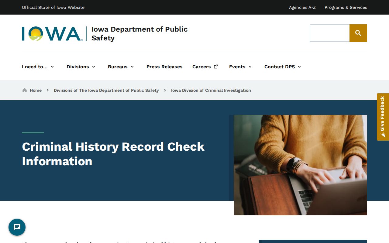 Shelby County criminal history Iowa DCI record check information