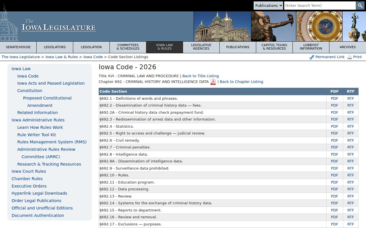 Shelby County criminal records Iowa Code chapter 692 page