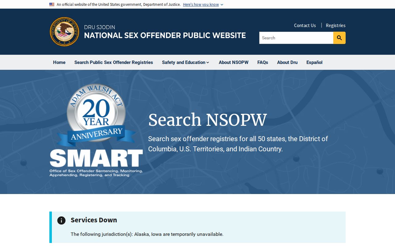 Shelby County sex offender check with the national NSOPW search