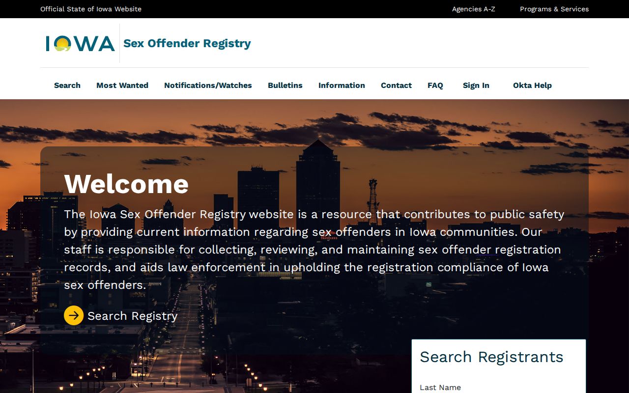 Shelby County sex offender check through the Iowa registry search